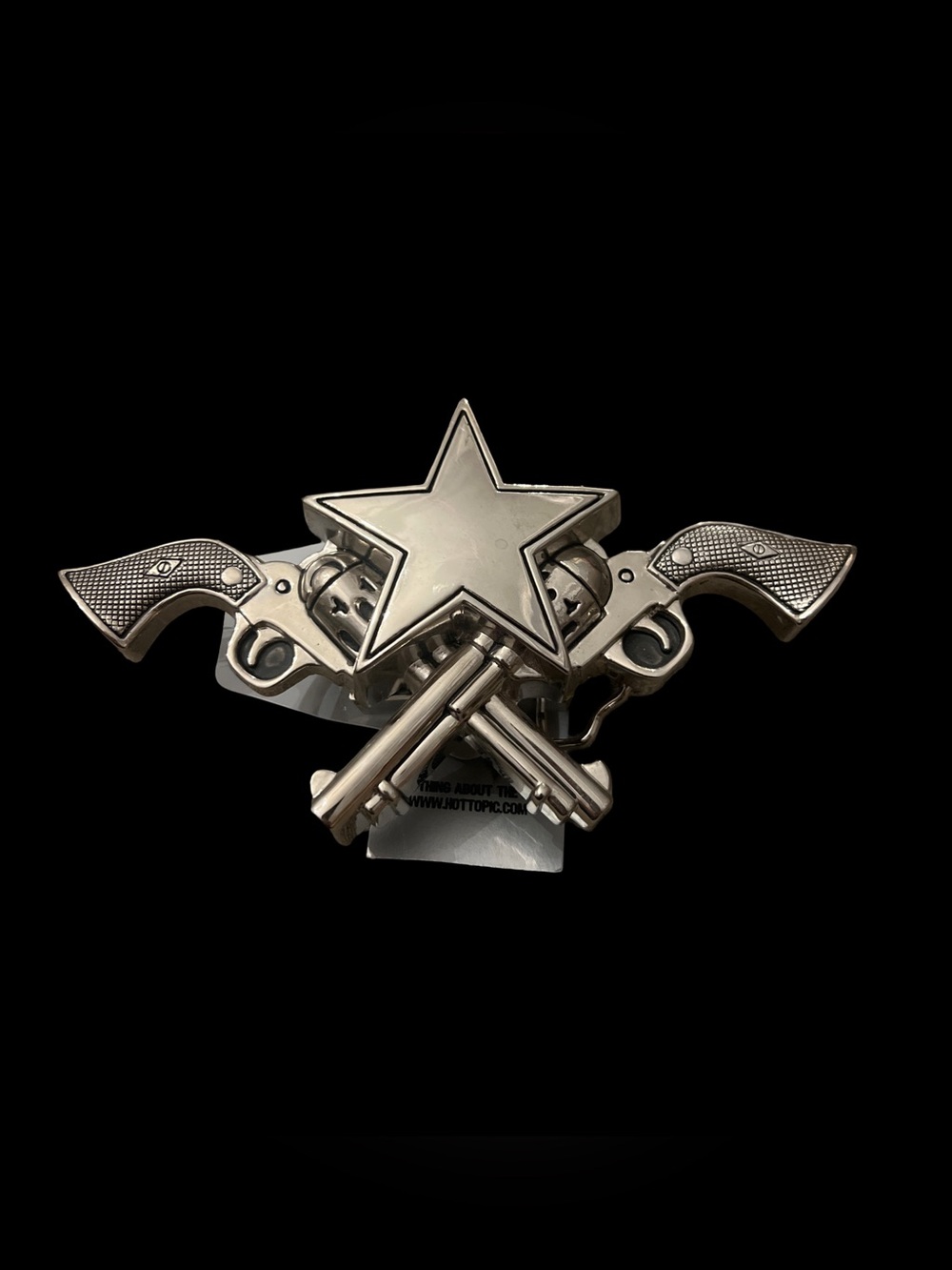 Rock Rebel Pistols And Star Silver Tone Belt Buckle  6”